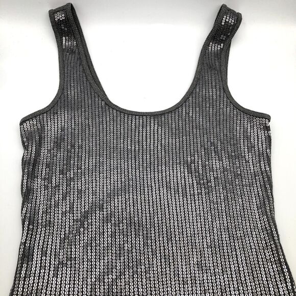 Express Sleeveless Gray Sequin Sparkle Tank Top Women's Size SP Clubbing - Picture 6 of 10